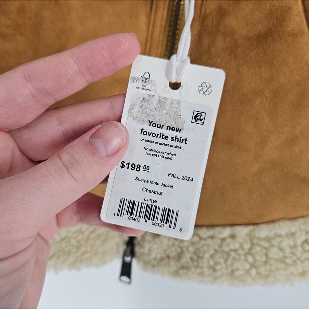 Marine Layer Chestnut Sherpa Moto Jacket L - Picture 9 of 13